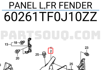 Honda 60261TF0J10ZZ PANEL L,FR FENDER