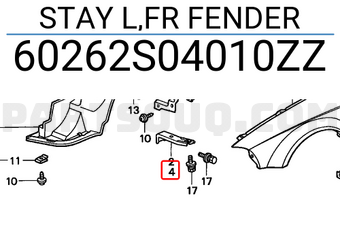 Honda 60262S04010ZZ STAY L,FR FENDER