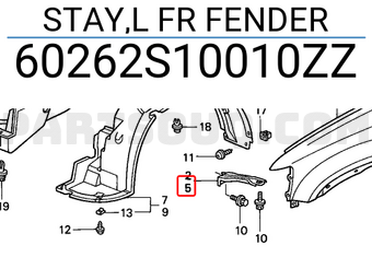 Honda 60262S10010ZZ STAY,L FR FENDER