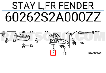 Honda 60262S2A000ZZ STAY L,FR FENDER
