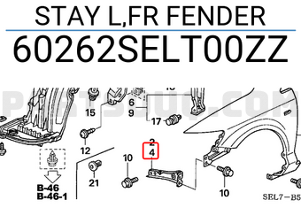 Honda 60262SELT00ZZ STAY L,FR FENDER