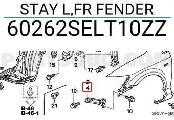 Honda 60262SELT10ZZ STAY L,FR FENDER