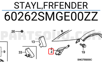 Honda 60262SMGE00ZZ STAYL,FRFENDER