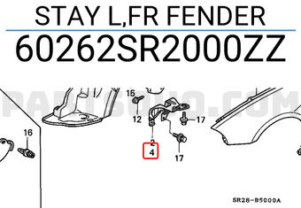 Honda 60262SR2000ZZ STAY L,FR FENDER
