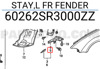 Honda 60262SR3000ZZ STAY,L FR FENDER