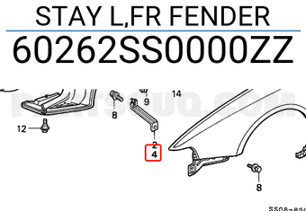 Honda 60262SS0000ZZ STAY L,FR FENDER