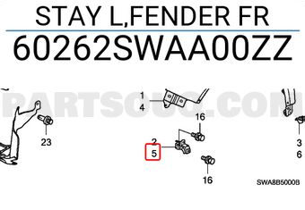 Honda 60262SWAA00ZZ STAY L,FENDER FR