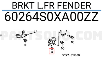 Honda 60264S0XA00ZZ BRKT L,FR FENDER