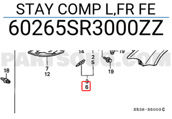 Honda 60265SR3000ZZ STAY COMP L,FR FE