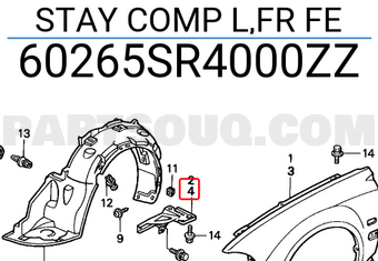 Honda 60265SR4000ZZ STAY COMP L,FR FE