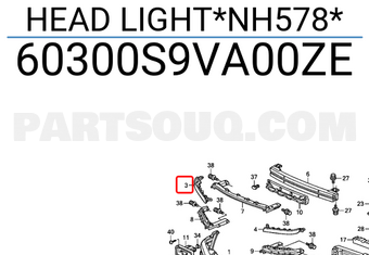 Honda 60300S9VA00ZE HEAD LIGHT*NH578*