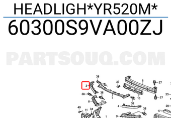 Honda 60300S9VA00ZJ HEADLIGH*YR520M*