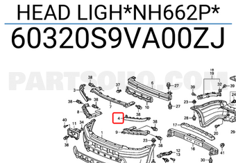 Honda 60320S9VA00ZJ HEAD LIGH*NH662P*