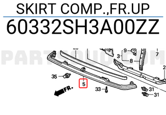 Honda 60332SH3A00ZZ SKIRT COMP.,FR.UP
