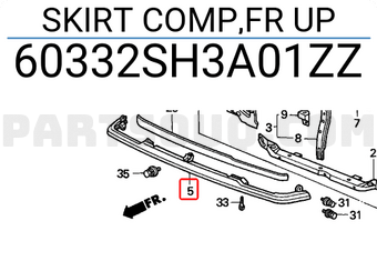 Honda 60332SH3A01ZZ SKIRT COMP,FR UP
