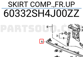 Honda 60332SH4J00ZZ SKIRT COMP.,FR.UP