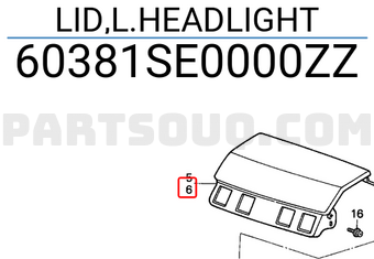 Honda 60381SE0000ZZ LID,L.HEADLIGHT