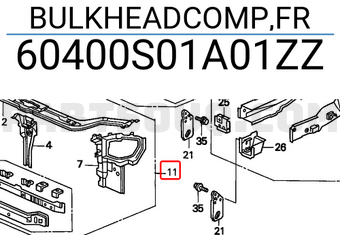 Honda 60400S01A01ZZ BULKHEADCOMP,FR