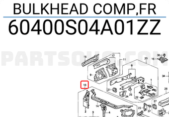 Honda 60400S04A01ZZ BULKHEAD COMP,FR
