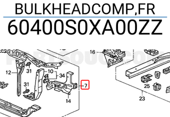Honda 60400S0XA00ZZ BULKHEADCOMP,FR