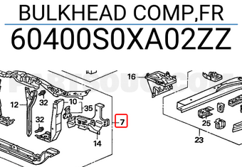 Honda 60400S0XA02ZZ BULKHEAD COMP,FR