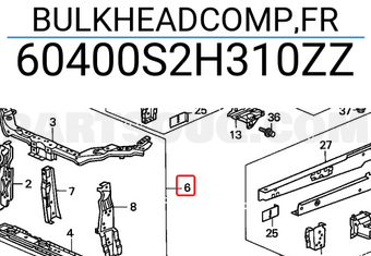 Honda 60400S2H310ZZ BULKHEADCOMP,FR