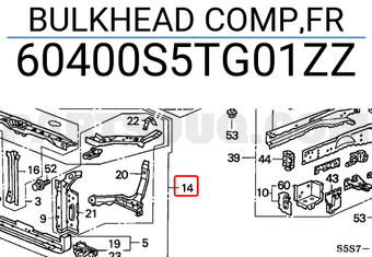 Honda 60400S5TG01ZZ BULKHEAD COMP,FR