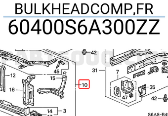 Honda 60400S6A300ZZ BULKHEADCOMP,FR