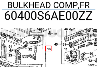 Honda 60400S6AE00ZZ BULKHEAD COMP,FR