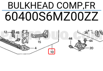 Honda 60400S6MZ00ZZ BULKHEAD COMP,FR