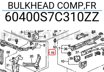 Honda 60400S7C310ZZ BULKHEAD COMP,FR