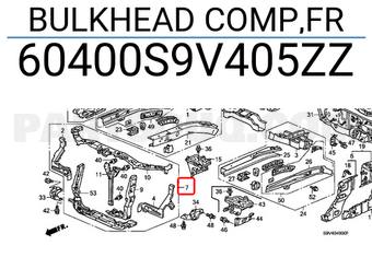 Honda 60400S9V405ZZ BULKHEAD COMP,FR
