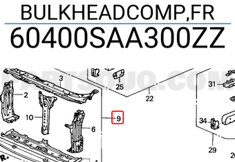 Honda 60400SAA300ZZ BULKHEADCOMP,FR