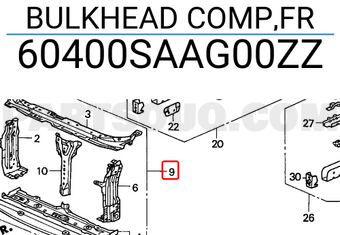 Honda 60400SAAG00ZZ BULKHEAD COMP,FR