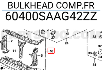 Honda 60400SAAG42ZZ BULKHEAD COMP,FR