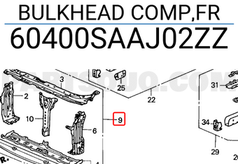 Honda 60400SAAJ02ZZ BULKHEAD COMP,FR