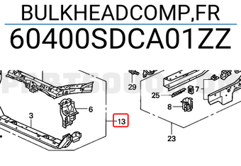 Honda 60400SDCA01ZZ BULKHEADCOMP,FR