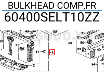 Honda 60400SELT10ZZ BULKHEAD COMP,FR