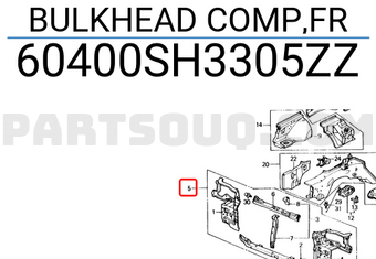 Honda 60400SH3305ZZ BULKHEAD COMP,FR