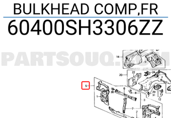 Honda 60400SH3306ZZ BULKHEAD COMP,FR