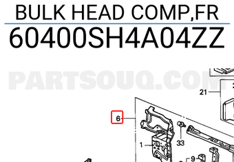 Honda 60400SH4A04ZZ BULK HEAD COMP,FR
