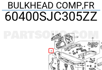 Honda 60400SJC305ZZ BULKHEAD COMP,FR