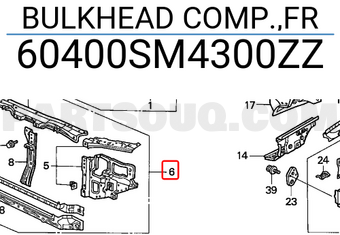 Honda 60400SM4300ZZ BULKHEAD COMP.,FR