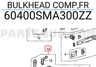 Honda 60400SMA300ZZ BULKHEAD COMP,FR