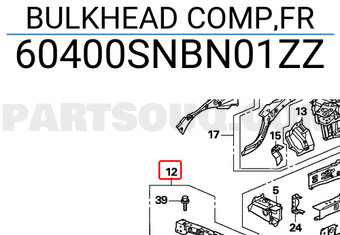 Honda 60400SNBN01ZZ BULKHEAD COMP,FR