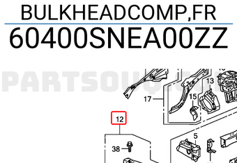 Honda 60400SNEA00ZZ BULKHEADCOMP,FR