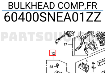 Honda 60400SNEA01ZZ BULKHEAD COMP,FR