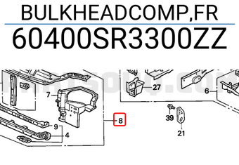 Honda 60400SR3300ZZ BULKHEADCOMP,FR