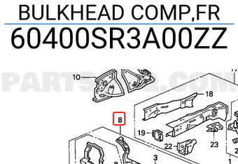 Honda 60400SR3A00ZZ BULKHEAD COMP,FR
