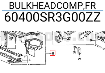 Honda 60400SR3G00ZZ BULKHEADCOMP,FR